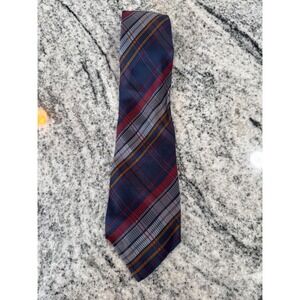 Yves Saint Laurent Silk Necktie Plaid Pattern Designer‎ Made in Italy